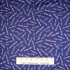 I Love Coffee Fabric - Coffee Words Beans Navy Blue - Elizabeth's Studio YARD