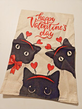 Valentine's Day Black Cat Garden Flag New 18" x 12" Yard Art Happy Valentine's