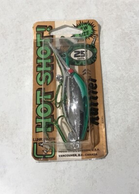 LUHR JENSEN HOT SHOT SILVER GREEN TOP SIZE 25 PRE RAPALA PLUG USA GREEN HOOKS