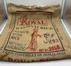 ROYAL BASMATI Rice Large Burlap Jute Zippered EMPTY Bag Tote Handle