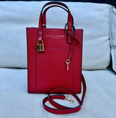 Marc Jacobs Micro Tote Leather Crossbody Bag ~NWT~ SAVVY RED | eBay