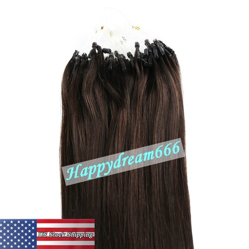 Micro Ring Loop Tip Remy Human Hair Extensions Silky Straight Micro Bead Link US - Picture 25 of 84