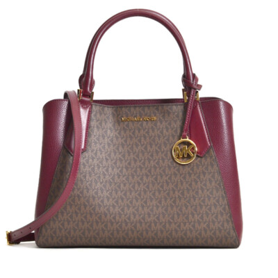 MICHAEL KORS Kimberly Signature  MK Large East/West Satchel Signature in Merlot