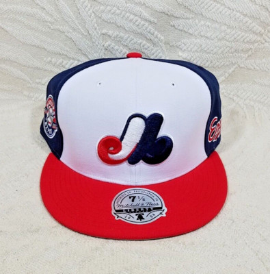 MITCHELL & NESS MONTREAL EXPOS 25th ANNIVERSARY PATCH VTG STYLE FITTED HAT 7 1/2