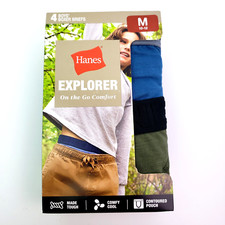 Hanes Explorer Boys Sz M 10-12 Multi Color Made Tough Boxer Brief Underwear 4Pk