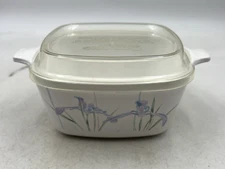 Vintage Corning Ware Casserole Dish "Shadow Iris" W/ Plastic Lid P 43 B