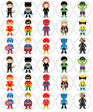 Marvel Superheros x 30 Cupcake Toppers Edible Wafer Paper Fairy Cake Toppers