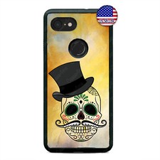 Google Pixel 3 3XL 2XL Mexican Sugar Skull Case Top Hat Death Custom Case Cover