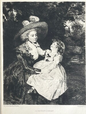 Jacquemart / Joshua Reynolds Engraving Eau Forte Etching The Widow And The Child »