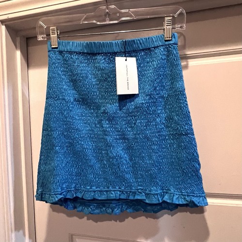 Faithfull The Brand Womens Esti Mini Skirt Size 4 US Turquoise Blue Smocked - Picture 8 of 8