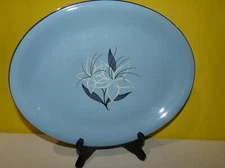 Vintage Skytone by Homer Laughlin Marcia Pacific Blue Oval Serving Platter 13.5"