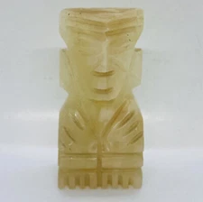Vintage Aztec Tiki Marble Jade Stone Carved Paperweight Art Decor 21