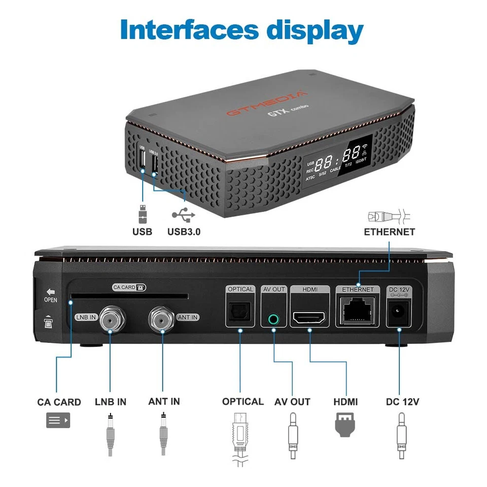 Android Smart TV Box FTA 8K DVB/ATSC receptor de TV vía satélite reproductor multimedia 5G WIFI Foto 3 de 4