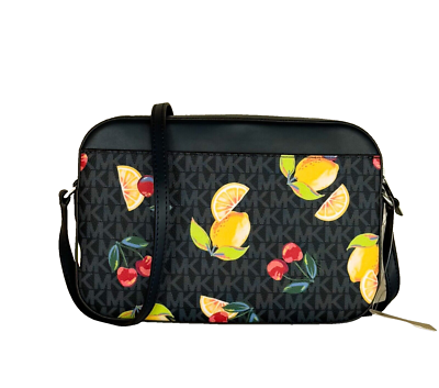 Michael Kors Outlet Jet Set Large Fruit Print Logo Crossbody Bag in Blue - One Size - MK Purse Michael Kors Outlet Jet Set Large Fruit Print Logo Crossbody Bag in Blue - One Size - MK Purse