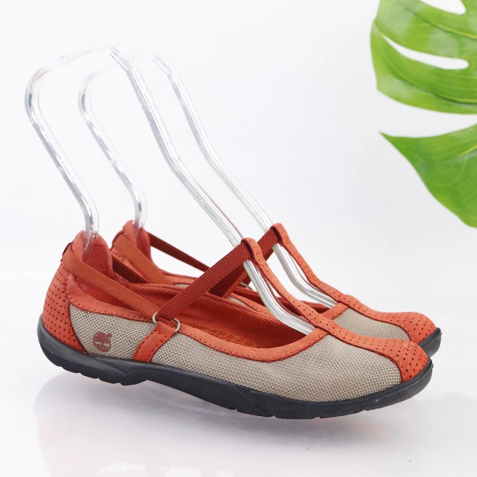 Zapato Timberland Smartwool Mary Jane para mujer talla 6,5 naranja tostado cuero sin cordones Foto 2 de 4