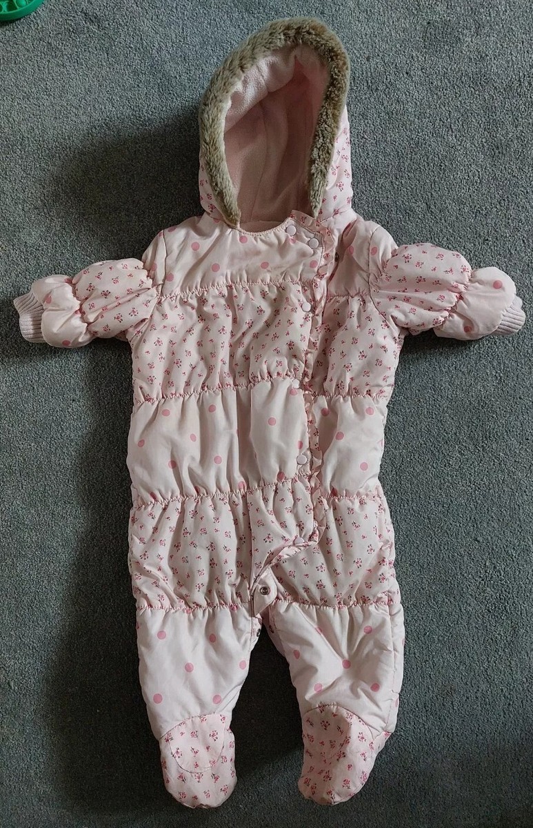 Baby Girls 6-9 Months Snowsuit, Matalan Floral Design (2p) UK