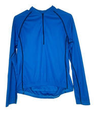 Canari Cycling Jersey Womens Size XL Blue Long Sleeve 1/2 Zip Half USA Made