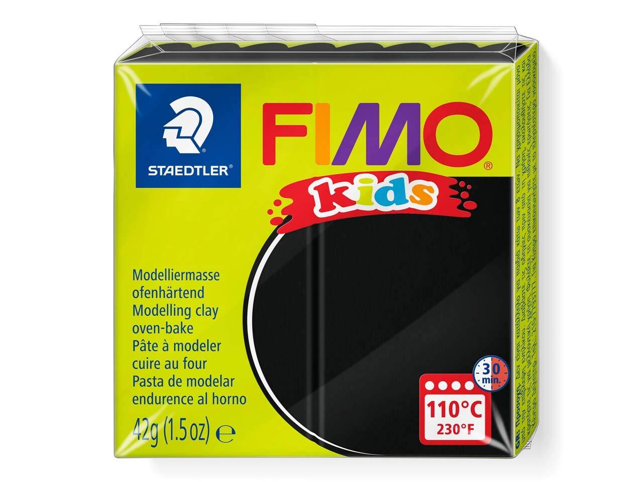 Fimo Kids Black 42g Polymer Clay Block Colour Reference 9