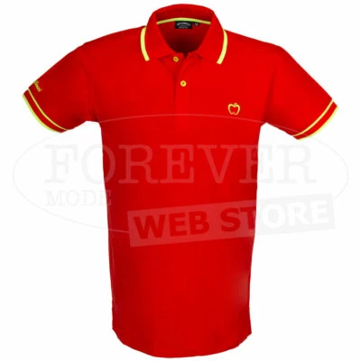 Polo Homme Baci Abbracci Avec Logo Brodé Et Imprimé Col Bords Fluo Art BAM1421T - Photo 1/4