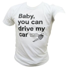 White Turo Tee Made In USA Size Small Baby You Can Drive My Car Recycled Cotton