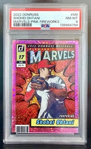2022 Panini Donruss Shohei Ohtani #M9 Marvels-Pink Fireworks PSA 8 NM-MT LA