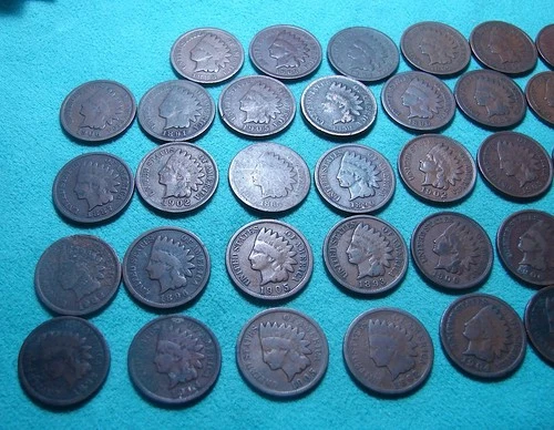 Indian Head Penny's lot---Fifty (50) Penny's---Various Dates--g-vg