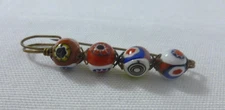 Venetian Millefiori Murano Glass Beads on Large Safety Pin Sweater Scarf Pin