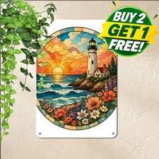 Coastal Sunset Sunchaser Beach Scene Tin Metal Sign Retro Wall Art Plaque