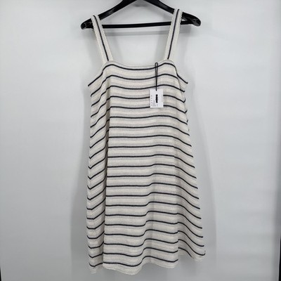 HATCH The Marianne Maternity Dress Blue Stripe Size 2 D375 Cotton Blend NEW