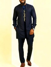 Men's Traditional 2 Piece Set African Shirt and Pants Set Suit Middle East Suit