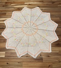 Handmade 12 Point Crochet Knit Star Baby Blanket Afghan Pink Yellow White 30  