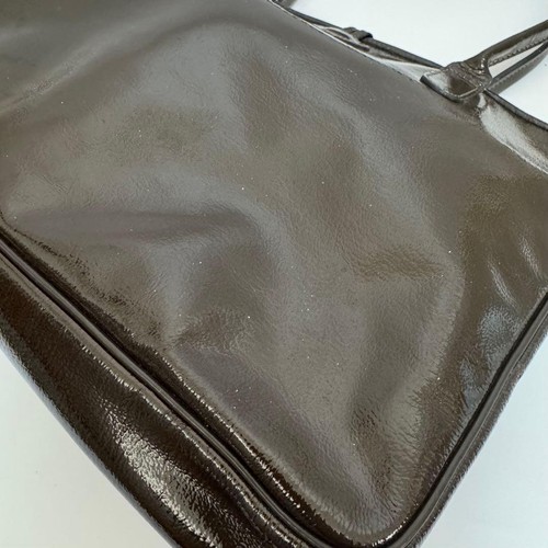 LONGCHAMP Le Rozo Tote Bag Enamel Leather Khaki Brown Rare Handbag Limited - Picture 9 of 12
