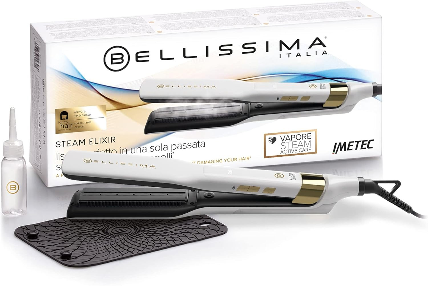 Imetec Bellissima Steam Elixir: Piastra a Vapore per Capelli Lisci