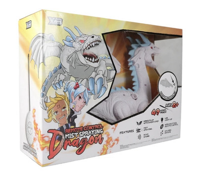 Remote Control White Dragon Mist Spraying 40mhz Walking Wings Flap Lights Up NWB