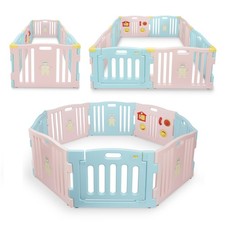 Baby Interactive Playpen 8 Panel Safety Gate Children Play Center Pen Light Pink
