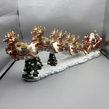 Kirkland Sleigh And Reindeer Candle Holder 2 Piece Ceramic Christmas Table Decor