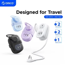 Travel Power Strip Surge Protector 2 AC Outlets 2 USB Ports Type C Port 4 FT 65W