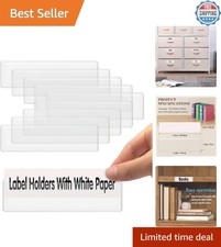 100 Pack Self-Adhesive Label Holders - Clear Pocket Organizers 4.3 x 1.2 Inch