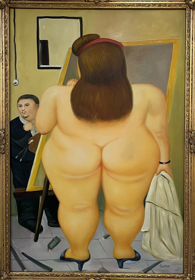 Fernando Botero Óleo sobre Canva Firmado Estilo de Arte Pintura (1932 – 2023) Enmarcado Foto 2 de 4