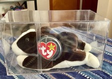 Bruno TY Beanie Baby 1997 W/ Tush Tags Errors NEW In Acrylic Display Case