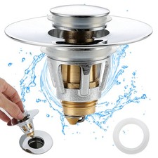 Bathroom Sink Stopper - for 1.25" Standard Drain Holes, Pop Up Chrome