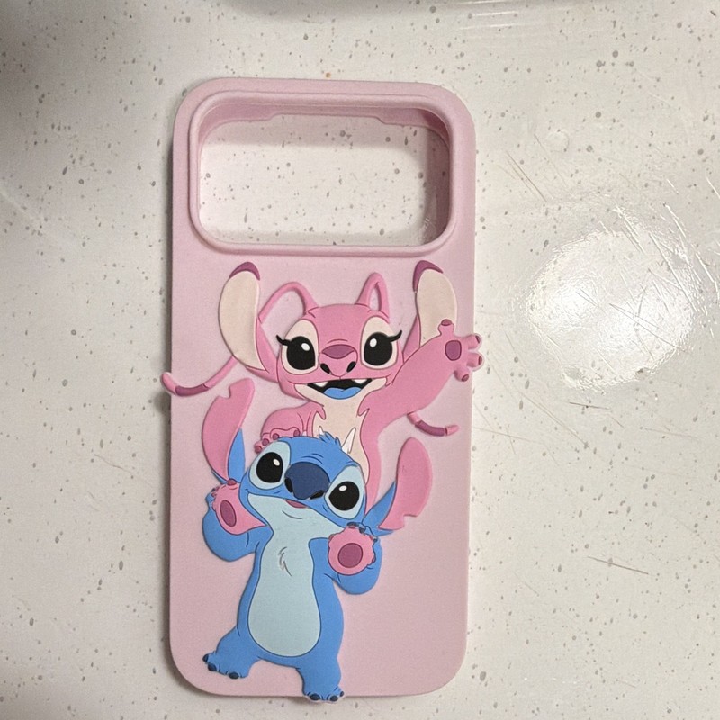 Disney Lilo & Stitch Stitch & Angel Pink Shockproof Case for iPhone 17 Pro max