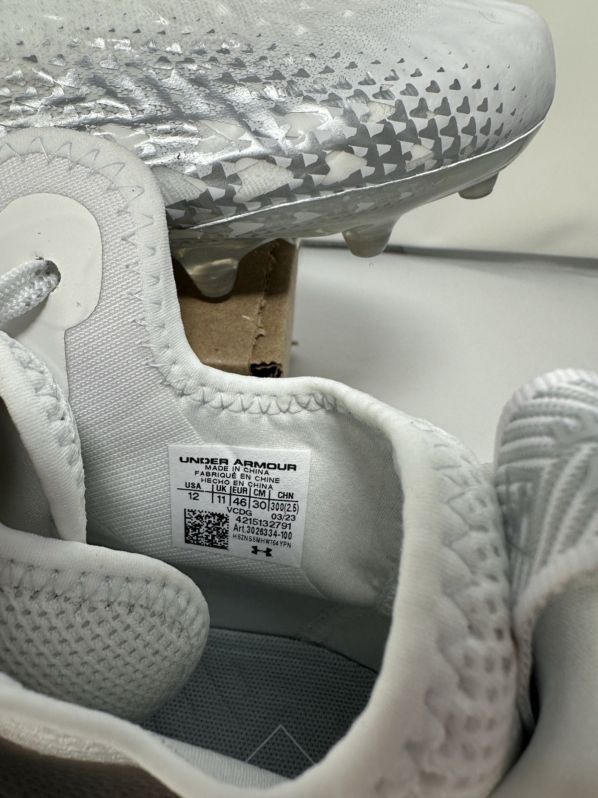 Under Armour Spotlight Clone Football Cleats White 3026334-100 Men’s Size 12 thumbnail 5