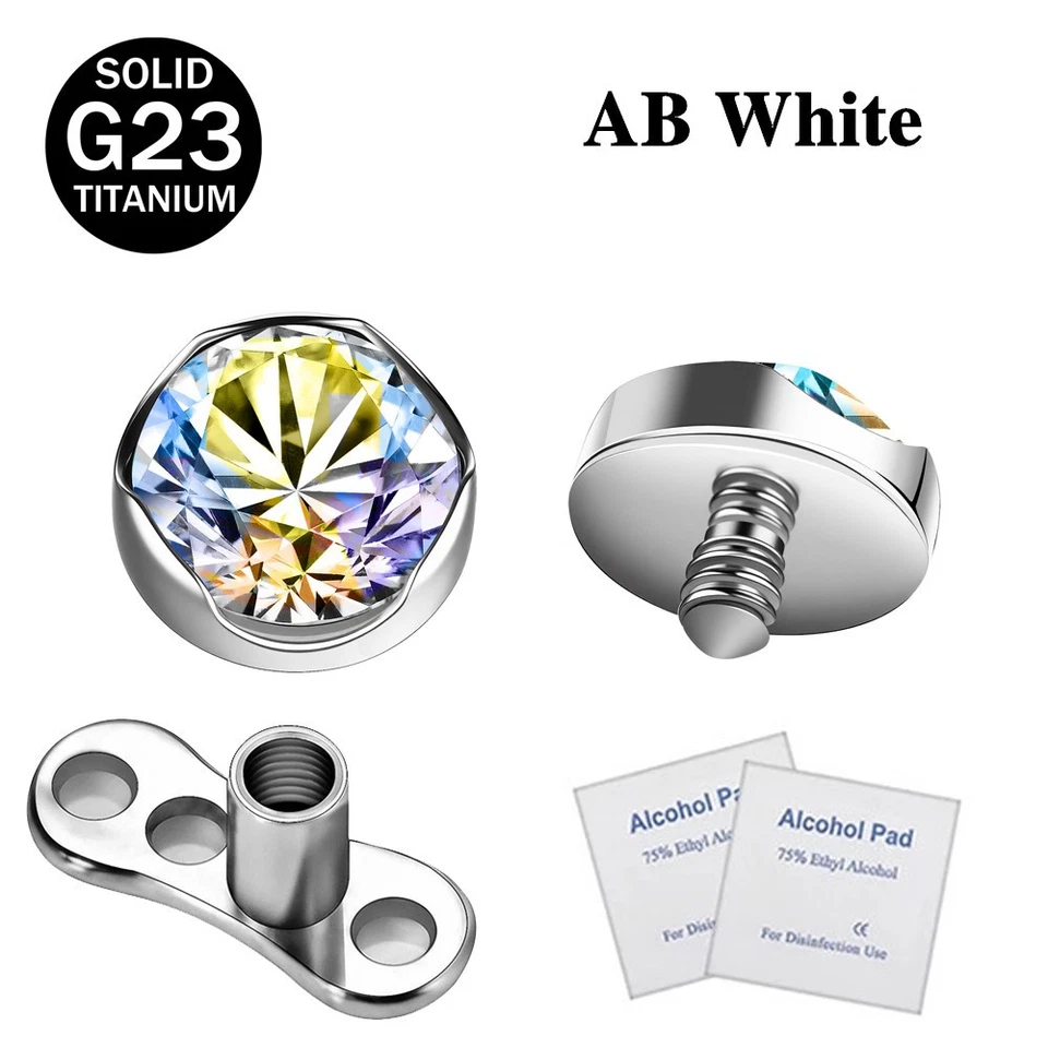 1 pieza G23 titanio ancla dérmica con base cristal piel piercing joyería corporal Foto 4 de 4