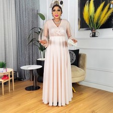 African Women Long Dress Rhinestone Abaya Boycon Kaftan Oversize Formal Cocktail