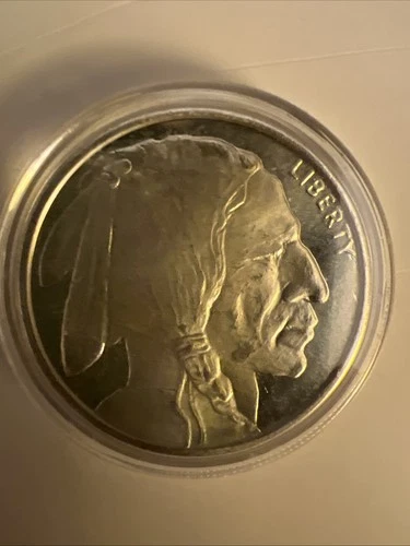 ONE TROY OUNCE .999 PURE SILVER ROUND GOLDEN STATE MINT INDIAN HEAD & BUFFALO