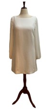 NWT White House Black Market Dress Women Size 10 Ivory Chiffon Long Sleeves 150
