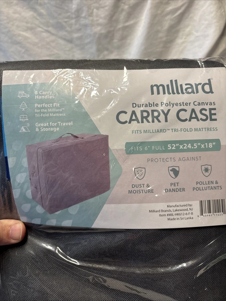 Milliard Tri Folding Full Size Mattress Carry Case Fits 6” 52x24x18inch - Image 2 of 4