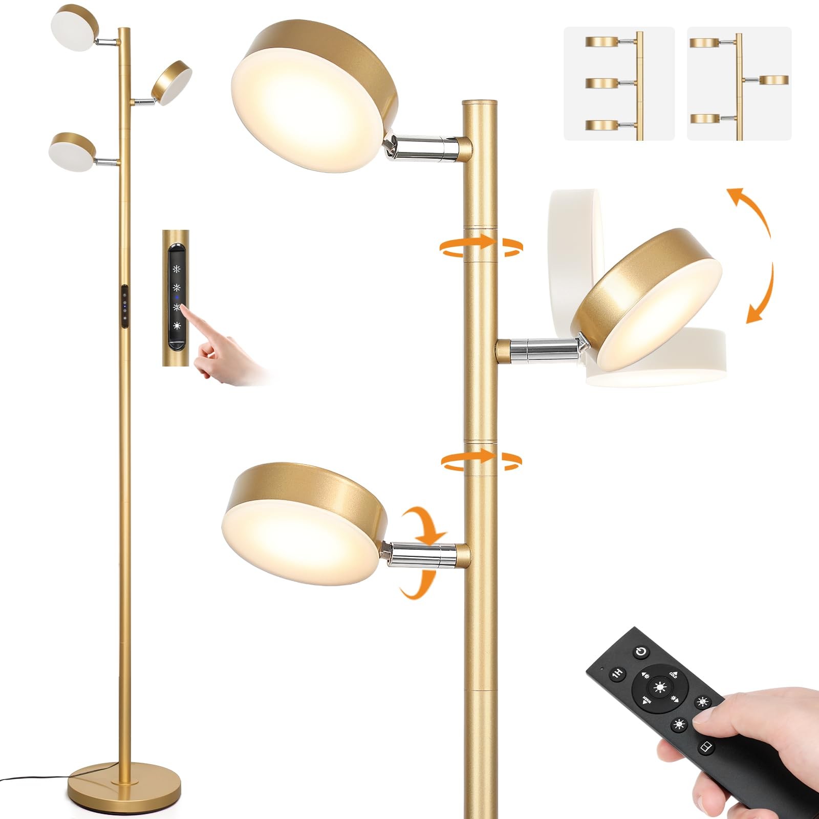 Modern Dimmable Gold Floor Lamp with Remote for Living Room