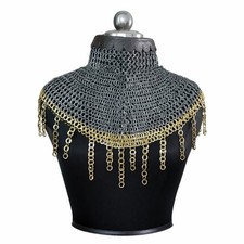 Medieval Chainmail Collar Aventail 9MM Riveted Steel LARP SCA Neck Armor
